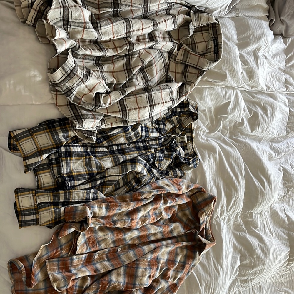 Three flannels size medium! Two SHEIN one forever 21